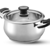 Vinod Durban Stainless Steel Saucepot Handi with Glass Lid - 2 Litre, 16 cm | Stylish Durable Handles | Induction Base Belly Shape Pot | 2 Year Warranty - Silver
